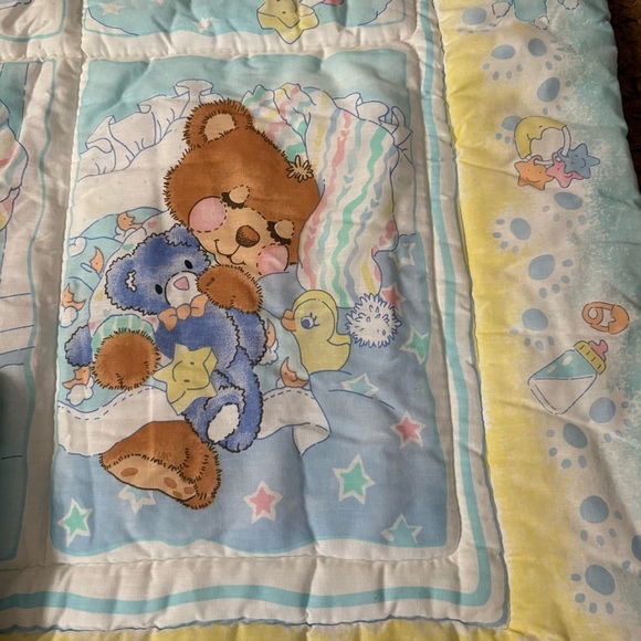 Vintage Baby Morgan TEDDY BEDDY Bear Comforter Quilt Crib Blanket W/ Pillow - Picture 5 of 9